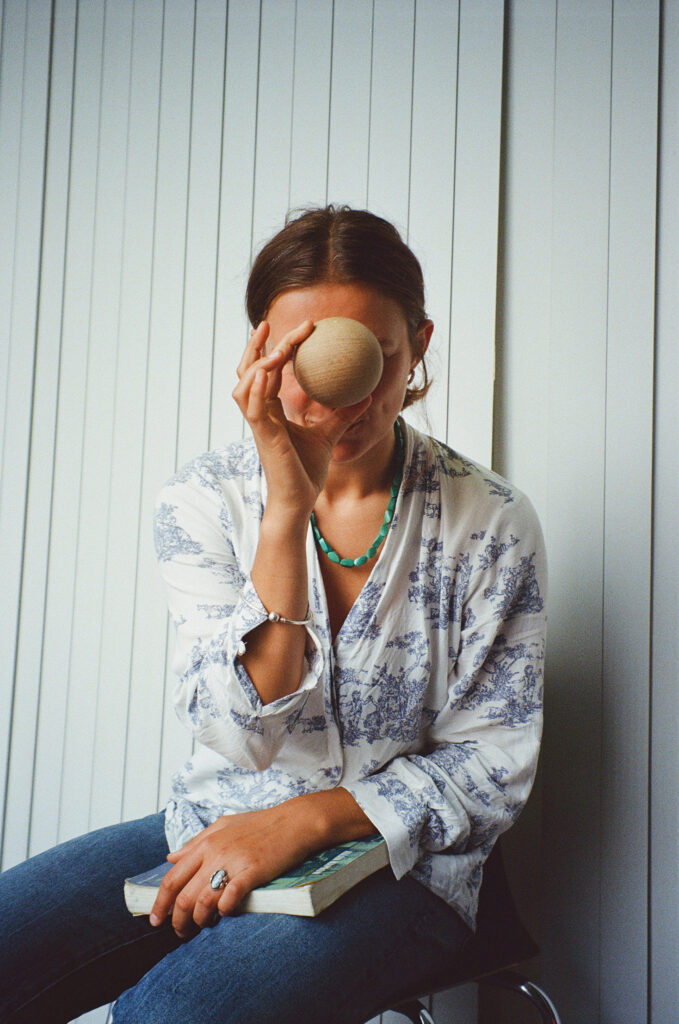Performer Ekaterina with ball for "untitled, catch" by Asad Raza (2022)
